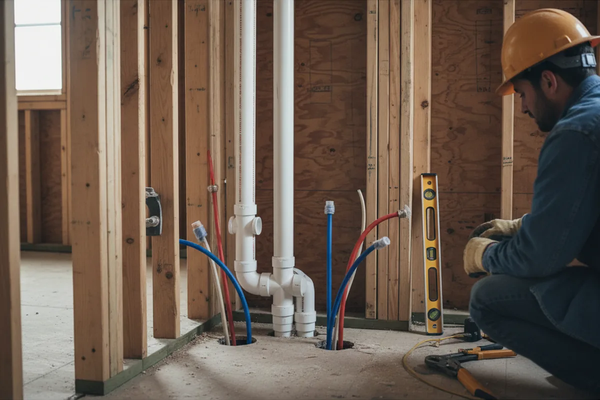 Drain and supply rough-in during Drain Cleaning in Manheim
